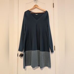 COS Teal and Gray Long Sleeve Dress